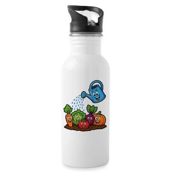 Happy Garden Vegetables Gießen Kawaii - Trinkflasche mit integriertem Trinkhalm - Weiß - Rechts