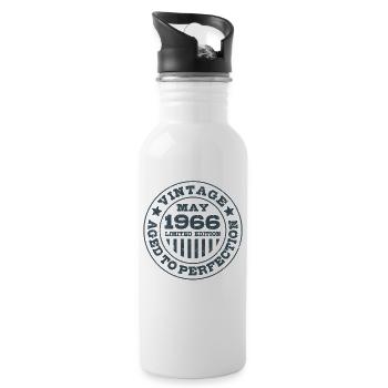 Vintage May 1966 | Aged to perfection | Birthday - Water bottle with straw - white - Right