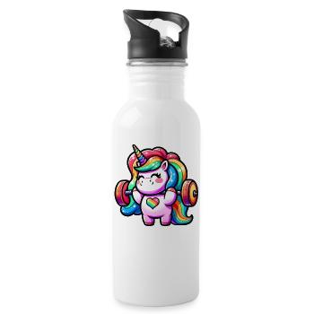 Unicorn Weightlifting Deadlift Fitness Gym - Trinkflasche mit integriertem Trinkhalm - Weiß - Rechts