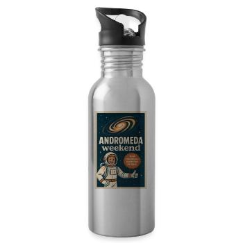 Andromeda Wochenende | Space Humor Retro - Trinkflasche mit integriertem Trinkhalm - Lightsilver - Rechts