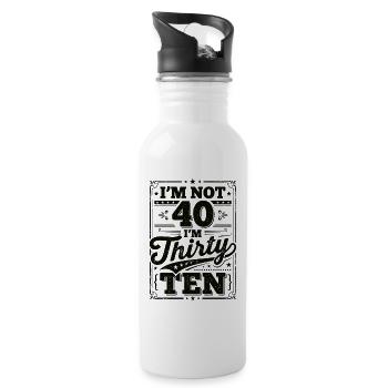 Ich Bin Nicht 40, Ich Habe 30. Geburtstag - Trinkflasche mit integriertem Trinkhalm - Weiß - Rechts
