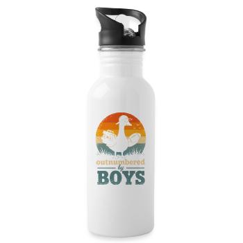 Outnumbered by Boys Retro Duck - Trinkflasche mit integriertem Trinkhalm - Weiß - Rechts