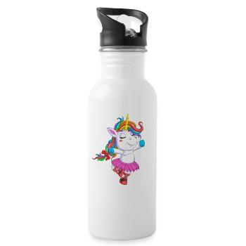 Ballet Licorne Ballerine Danseuse Mignonne Cadeau - Gourde avec paille intégrée - blanc - Droite
