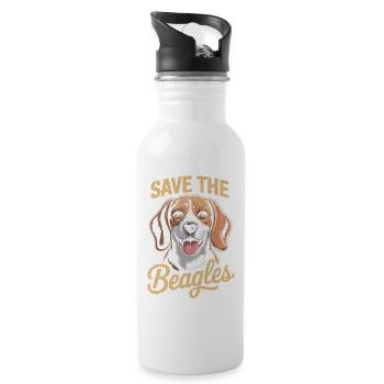 Save the Beagles Rescue Illustration - Trinkflasche mit integriertem Trinkhalm - Weiß - Rechts