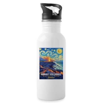 Hawaii Vulkan National Park - Trinkflasche mit integriertem Trinkhalm - Weiß - Rechts