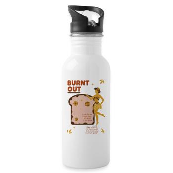 sourdough Bread Baking Baker Burnt Out Sourdough - Water bottle with straw - white - Right
