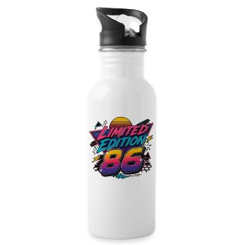 Limited Edition 86 Neon Retro 40th Birthday - Water bottle with straw - white - Right