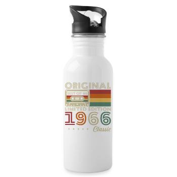 1966 Vintage Retro Geburtstagsgeschenk - Trinkflasche mit integriertem Trinkhalm - Weiß - Rechts