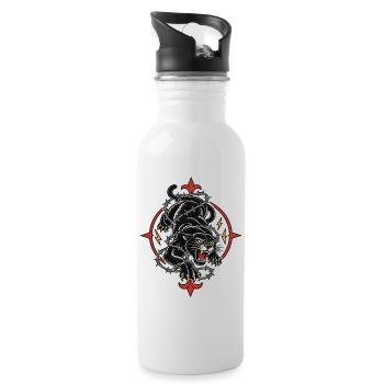 Panthère noire tattoo barbelés agressive - Trinkflasche mit integriertem Trinkhalm - Weiß - Rechts