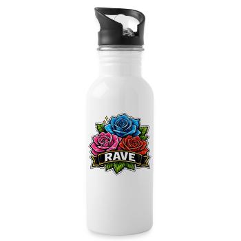 Rave Rosen Banner Buntes Festival Nachtleben - Trinkflasche mit integriertem Trinkhalm - Weiß - Rechts