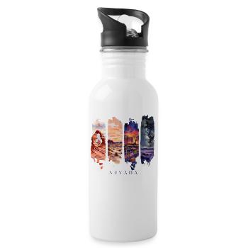Nevada Vacation Travel – Desert & Vegas Motif - Water bottle with straw - white - Right