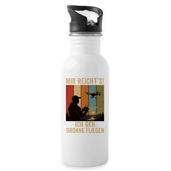 Mir reicht's Ich geh Drohne fliegen Retro Shirt - Trinkflasche mit integriertem Trinkhalm - Weiß - Rechts