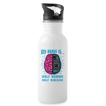 Graphique IA mi-humain mi-machine - Gourde avec paille intégrée - blanc - Droite