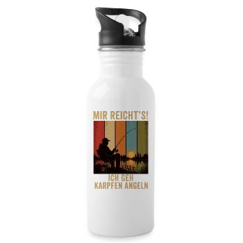 Mir reicht's Ich geh Karpfen angeln Retro Shirt - Trinkflasche mit integriertem Trinkhalm - Weiß - Rechts