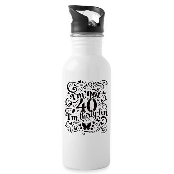 Ich Bin Nicht 40, Ich Habe 30. Geburtstag - Trinkflasche mit integriertem Trinkhalm - Weiß - Rechts