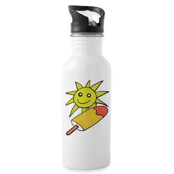 Sommer Sonne Eis Eiskrem Sommerzeit - Trinkflasche mit integriertem Trinkhalm - Weiß - Rechts