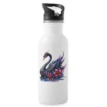 Fantasie-Blumenschwan - Trinkflasche mit integriertem Trinkhalm - Weiß - Rechts
