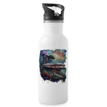 OUTSIDE THE GALAXY - Surreal Jungle Architecture - Water bottle with straw - white - Right