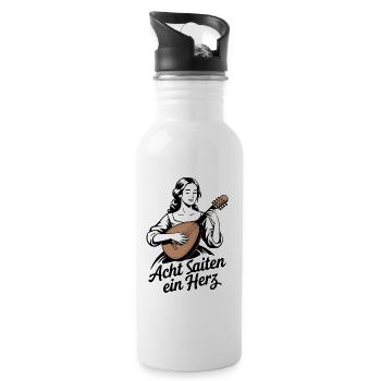 Mandoline Acht Saiten Ein Herz Musik - Trinkflasche mit integriertem Trinkhalm - Weiß - Rechts
