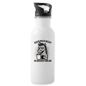 Guck mich nicht in diesem Ton an - Einhorn - Trinkflasche mit integriertem Trinkhalm - Weiß - Rechts