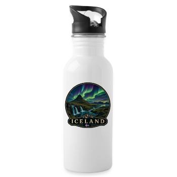 Iceland Holidays Northern Lights Kirkjufell Tierra del Fuego - Water bottle with straw - white - Right