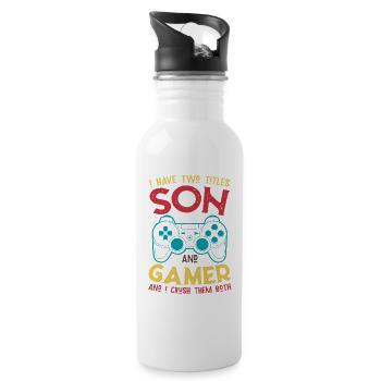 SON & GAMER – Crush Them Both | Gift Guys - Water bottle with straw - white - Right