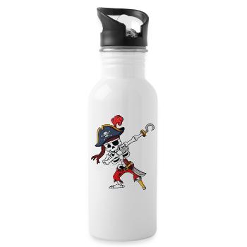 Piratenskelett-Hakenschlag - Trinkflasche mit integriertem Trinkhalm - Weiß - Rechts