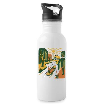Nature rétro vintage - Gourde avec paille intégrée - blanc - Droite