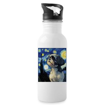 shih tzu - Water bottle with straw - white - Right