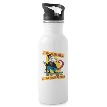 Punk For A Day Today's Agenda Be Punk Cause Trouble - Water bottle with straw - white - Right