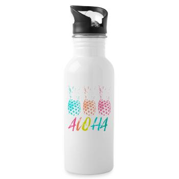 Hawaii Vacation Aloha Pineapple Trio - Water bottle with straw - white - Right