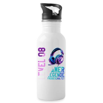8. Geburtstag Junge Mädchen Gaming Level 8 Jahre - Trinkflasche mit integriertem Trinkhalm - Weiß - Rechts