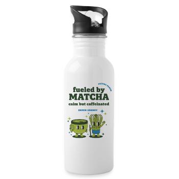 Angetrieben von Matcha – ruhige, aber koffeinhaltige grüne Energie - Trinkflasche mit integriertem Trinkhalm - Weiß - Rechts