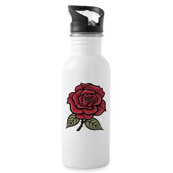 L’amour de la rose - Gourde avec paille intégrée - blanc - Droite
