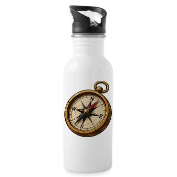 Vintage compass adventure icon - Water bottle with straw - white - Right