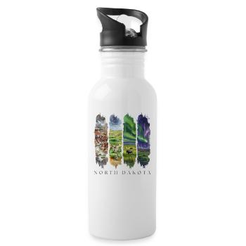 North Dakota Travel Badlands & Peace Garden State - Water bottle with straw - white - Right
