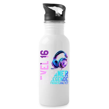 16. Geburtstag Junge Mädchen Gaming Level 16 Jahre - Trinkflasche mit integriertem Trinkhalm - Weiß - Rechts