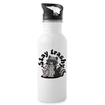Stay Trashy Waschbär Opossum Stinktier - Trinkflasche mit integriertem Trinkhalm - Weiß - Rechts