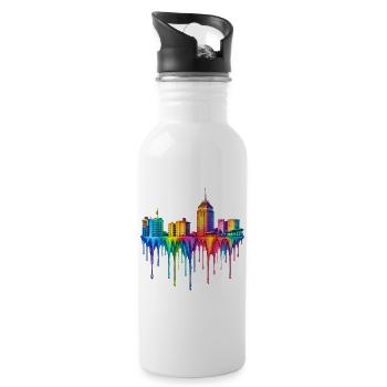 Fresno California Dripping Paint - Water bottle with straw - white - Right