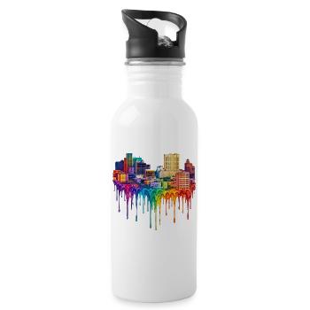 El Paso Texas Tropfende Farbe - Trinkflasche mit integriertem Trinkhalm - Weiß - Rechts