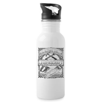 Handwerker Leidenschaft Qualität Tradition - Trinkflasche mit integriertem Trinkhalm - Weiß - Rechts