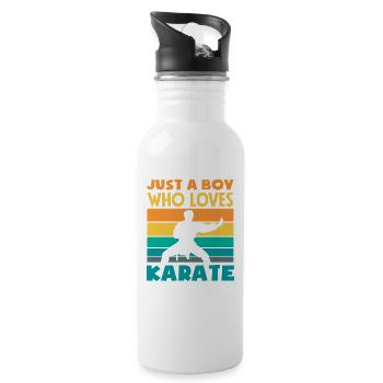 Nur ein Junge der Karate liebt Retro Kampfsport - Trinkflasche mit integriertem Trinkhalm - Weiß - Rechts
