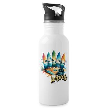 Let's Catch Some Waves - Water bottle with straw - white - Right