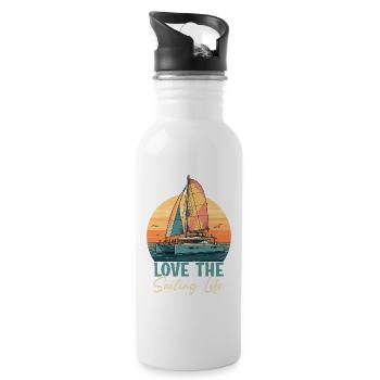 Love The Sailing Life Sailor Sail Captain - Water bottle with straw - white - Right