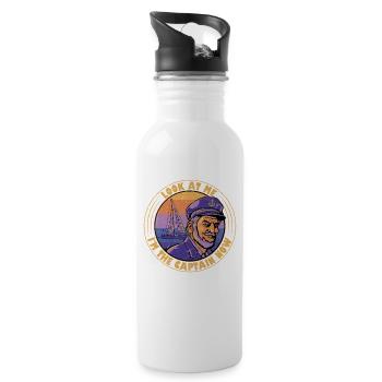 Look At Me I'm The Captain Now Sailor Sail Crew - Water bottle with straw - white - Right