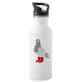 Colombe en bottes rouges - Gourde avec paille intégrée - blanc - Droite