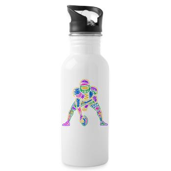 American Football Kinder Jungen bunt Football - Trinkflasche mit integriertem Trinkhalm - Weiß - Rechts