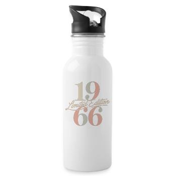 Limited Edition 1966 Vintage Geburtstag - Trinkflasche mit integriertem Trinkhalm - Weiß - Rechts