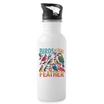 Birds of Every Feather Vogel - Trinkflasche mit integriertem Trinkhalm - Weiß - Rechts