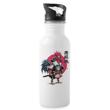 Rooster Samurai Armor - Water bottle with straw - white - Right